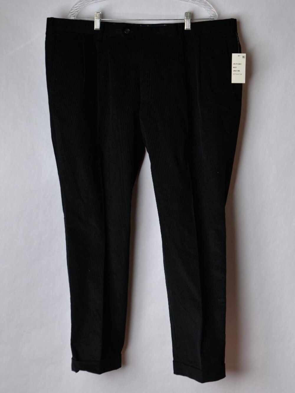 Ralph Lauren Mens 42x30 Black Classic Corduroy Pants Neil Pleat Front NWT